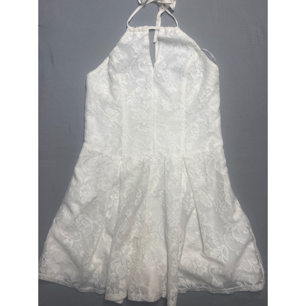 Hollister cream Floral Lace Halter Mini romper Keyhole Fit & Flare Womens Small